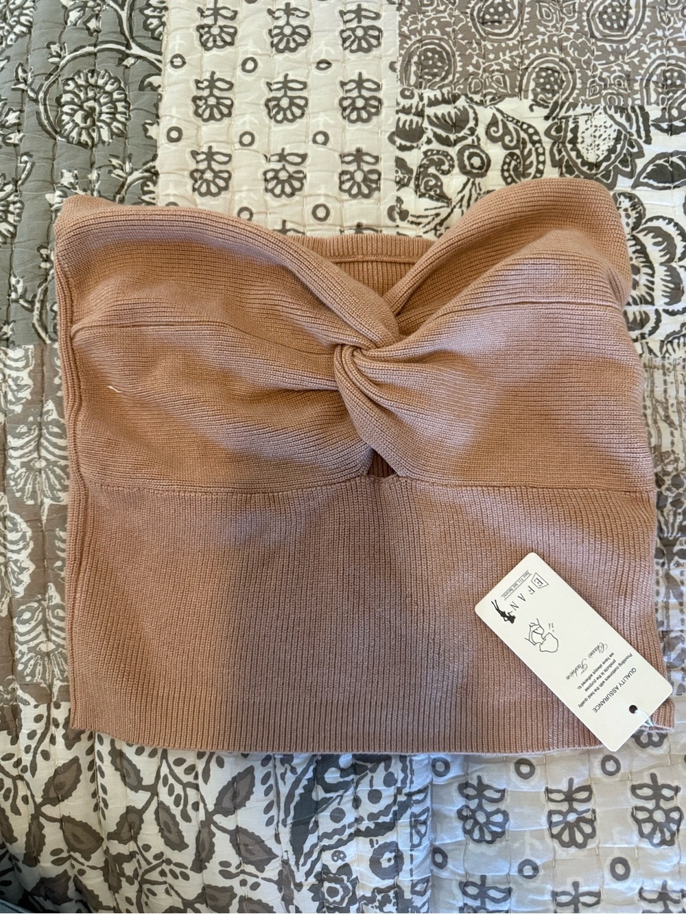 Twist Front Strapless Knit Tube Top - Mauve